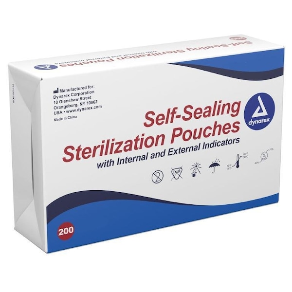 Dynarex Sterilization Pouches, 5.25 in. x 7.5 in., Self-Sealing, 200PK 4463 - main
